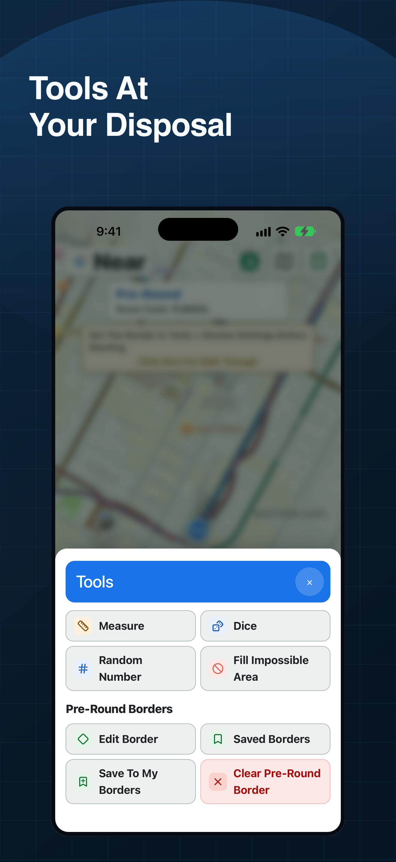 Near tools sheet on iPhone with the game tools